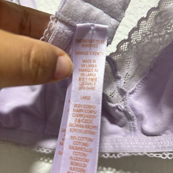 Savage x Fenty lilac purple unlined wirefree adjustable bra bralette size L EUC - Picture 7 of 8